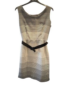 🇨🇦 Lida Baday Black and Cream checkered Belted Dress Size 12. BNWT
